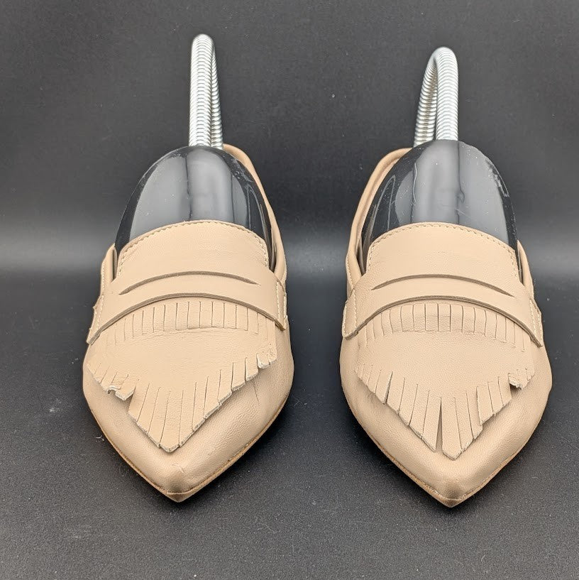 nila & nila Leather Penny Kilt Flat Loafers Nude ~ Size US 5-5.5 EU 36 Nila&Nila