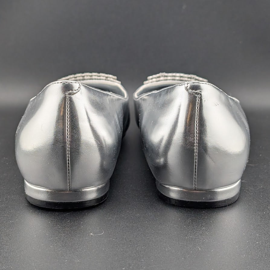 Nine West Size 8.5 Jesikes Rhinestone Medallion Slip-On Pointy Toe Dress Flats Nine West