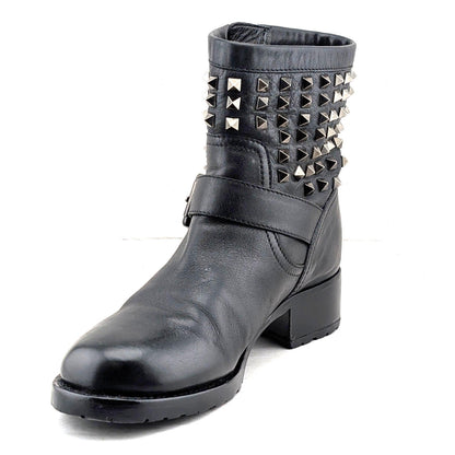 VALENTINO Garavani Calf Skin Rockstud Short Boots~Black Size EU 38.5 - US 8.5 Valentino