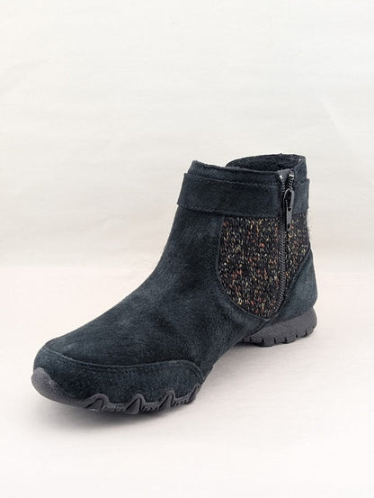 Skechers Womens Size 6  Bikers Lite High-Grade Suede & Sweater Knit Ankle Boot SKECHERS