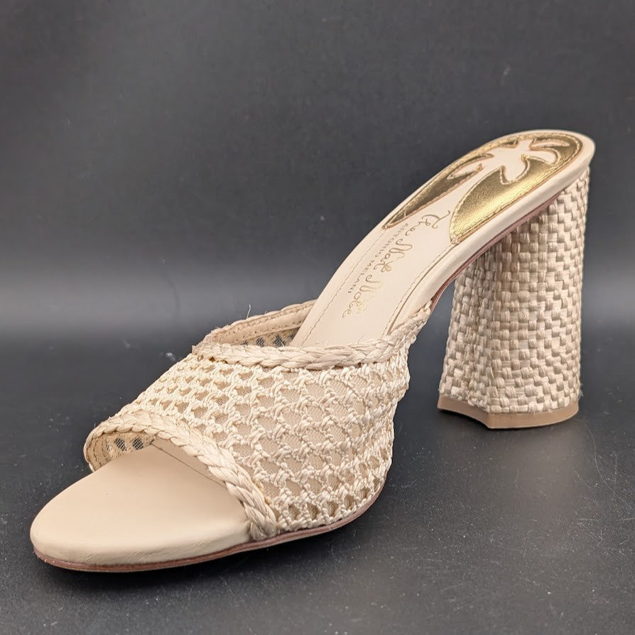 The Nat Note X Antonio Melani Sz 6.5M High Heel Natural Woven Slide Sandals The Nat Note X Antonio Melani