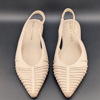 Marc Fisher LTD Women's Size 6.5 Dalatee Ruched Slingback Flats Nude Marc Fisher