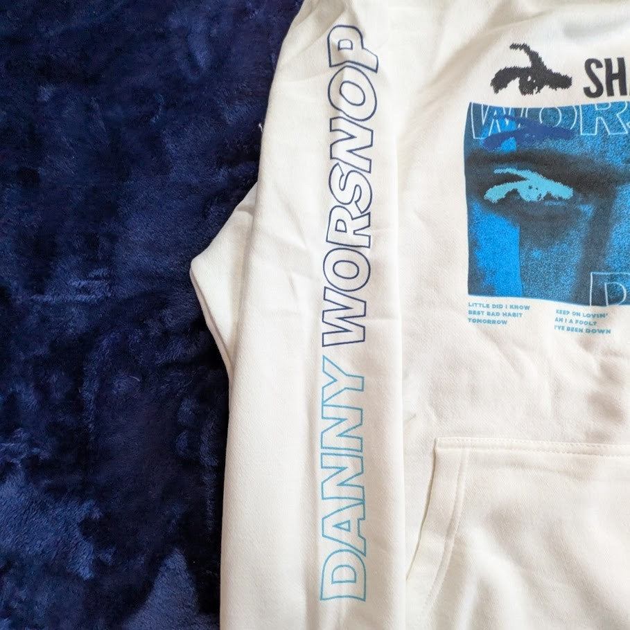 Danny Worsnop “Shades of Blue” Hoodie White NEW Unbranded
