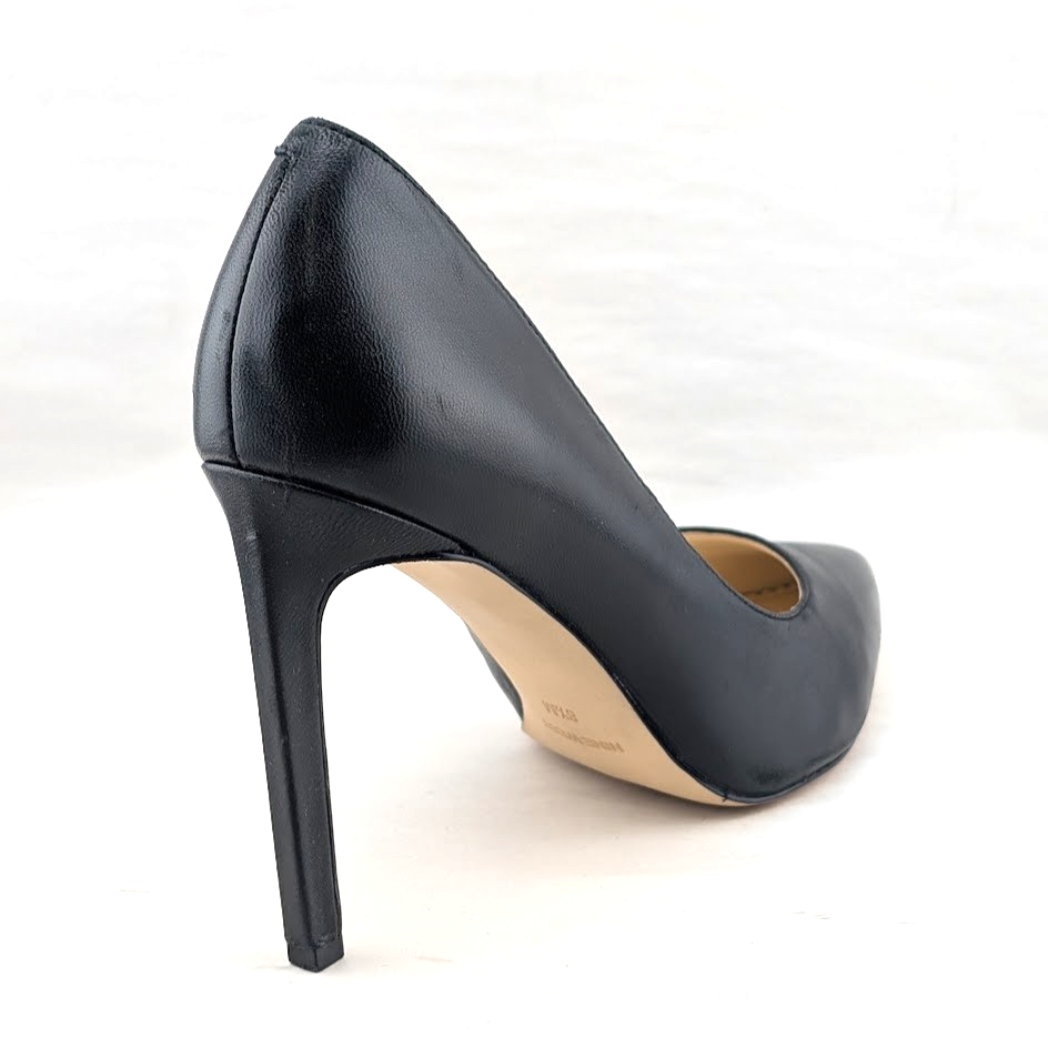 NINE WEST Women's Size 8.5 TATIANA Black Leather Pointed Toe Pump Stiletto Nine West