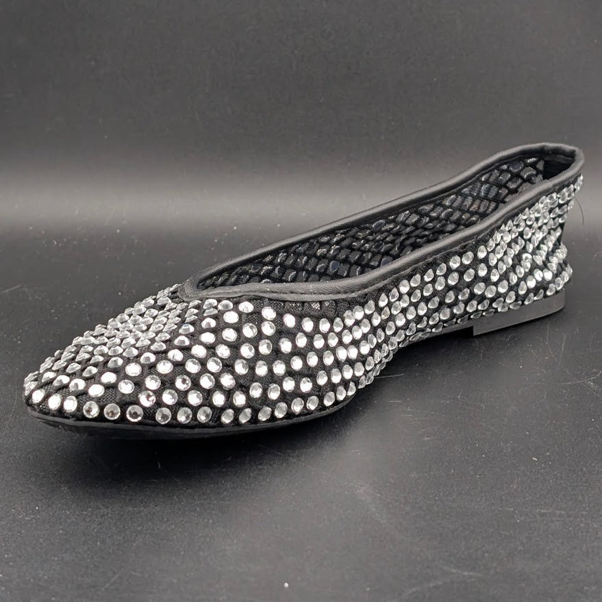 XOXO Size 8 ~ Women's Dobsi Mesh Flats ~ Black w/ Rhinestones NWOB XOXO