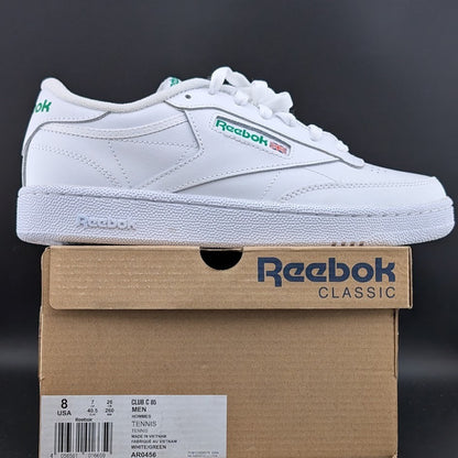 Reebok Men's Size 8 ~ Club C 85 White Green Tennis / Pickleball Court Shoes NIB Reebok