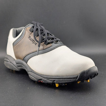 FootJoy GreenJoys Mens Size 8.5 White Brown Leather Oxford Golfing New Cleats FootJoy