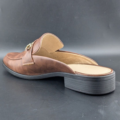 Dunion Brown Slip On Mules Women's Size 11M Faux Leather New In Box Dunion