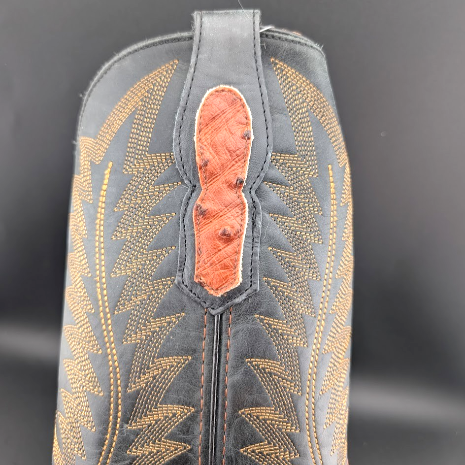 Men's Size 8.5D Reywelt Full Quill Exotic Ostrich Cowboy Boots Handmade Botas Reywelt