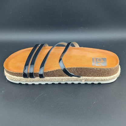 DV Dolce Vita Women's Size 6.5 Carlee Slide Sandal in Black / Tan w/ Jute Wrap Dolce Vita