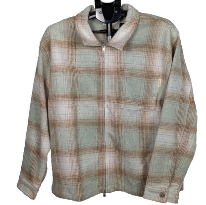 Museum Of Peace And Quiet Wordmark Cotton Plaid Jacket~Sage / Beige Size Medium Wordmark