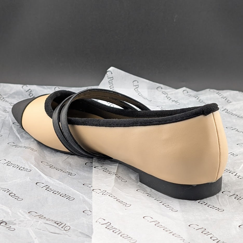 C.Paravano Women's Size 8 (EU 38.5) Mary Jane Ballet Flat Shoes Square Toe Soft C. Paravano