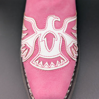 Roper Women's Sz 7 Pink "Amelia" ~ Tooled Inlay Snip Toe Casual Cowboy Booties Roper