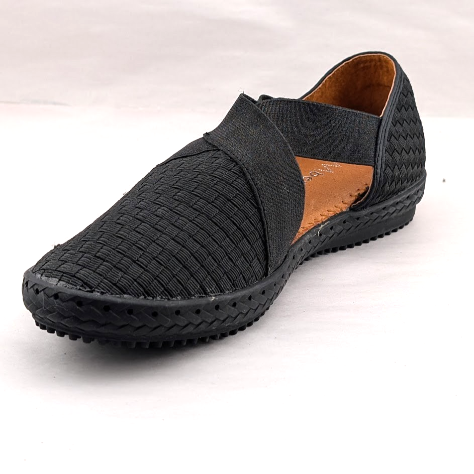 Bernie Mev Black Black Woven Strappy Slip-On Comfort Flat Sandals Women's Bernie Mev