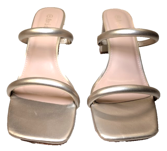 Women's Sz 8 Chunky Heeled Mule 2-Strap Sandal | Block Mid Heel Square Toe Dress Avidirk