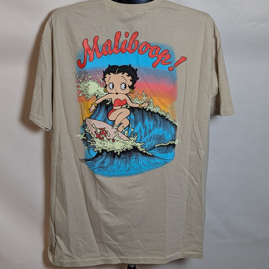 Betty Boop Surfer Size XL 100% Cotton SS T-Shirt Beige w/ Graphic NWOT Unbranded