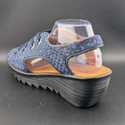 Bernie Mev Marcelo Lace-up Woven Wedge Sandals in Navy Blue Size 10.5-11 (42) Bernie Mev