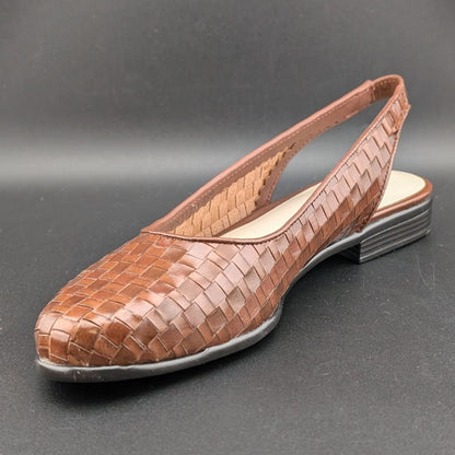 Women's Trotters Size 6 or 6.5 "Lucy" Cognac Woven Slingback Flat T1711-206 NIB Trotters