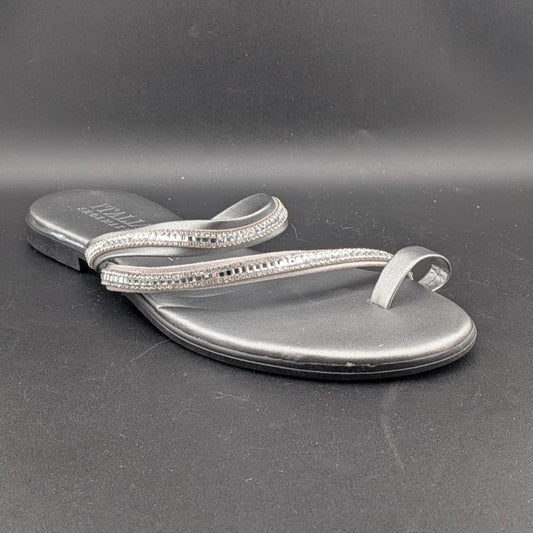 ITALIAN Shoe Women's Silver Rhinestone Beaded Thong Flip Flops Shoes Size 6.5. Italian Shoemakers