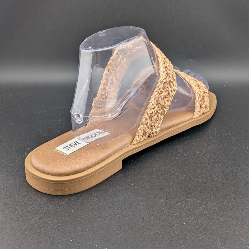Steve Madden Wo's Size 9  Dutchess Woven Slide Sandals, Natural Steve Madden