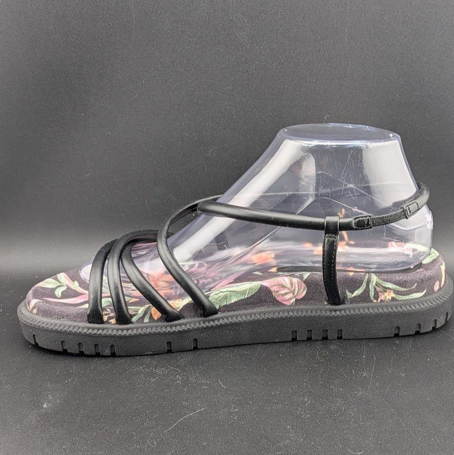 Roxy Women's Size 9 Brooke Strappy Sandals in Black / Island Floral Roxy