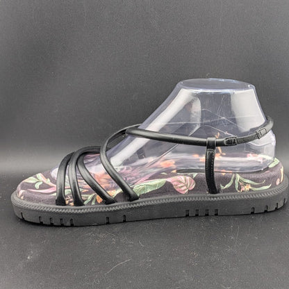 Roxy Women's Size 9 Brooke Strappy Sandals in Black / Island Floral Roxy