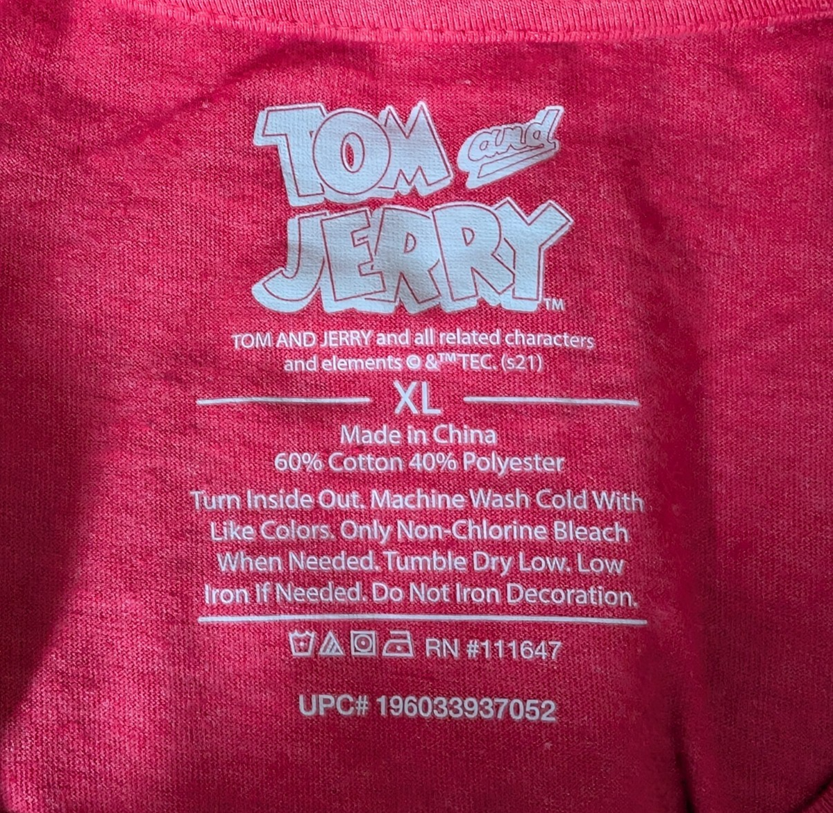 Men's Tom And Jerry XL shirt Red Cartoon Characters- New Cat & Mouse Unbranded
