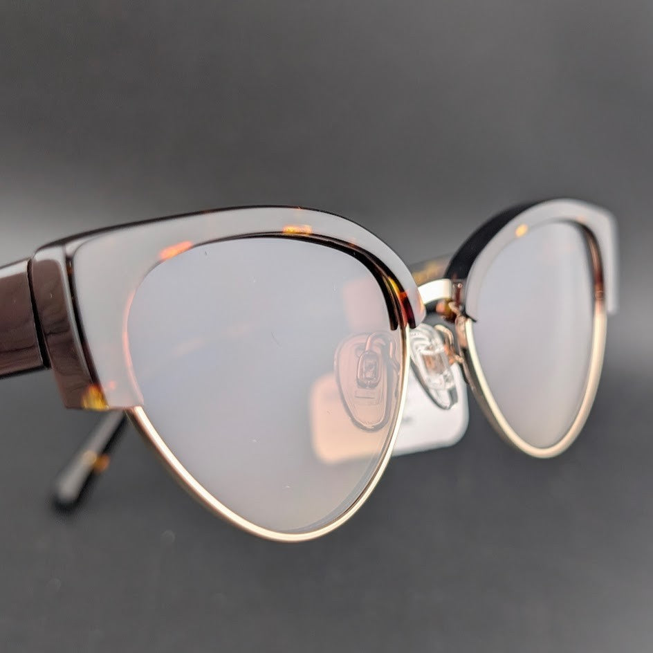 Carolina Lemke CL9035-02 Women's Cat Eye Tortoise Half Rim Tinted UV400 145mm Carolina Lemke
