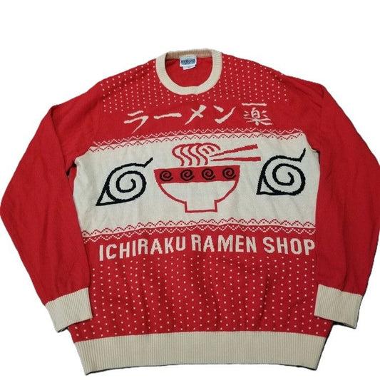 NEW Naruto Shippuden Ichiraku Ramen Shop Men's XL Sweater Red Knit Men's XL Ripple Junction