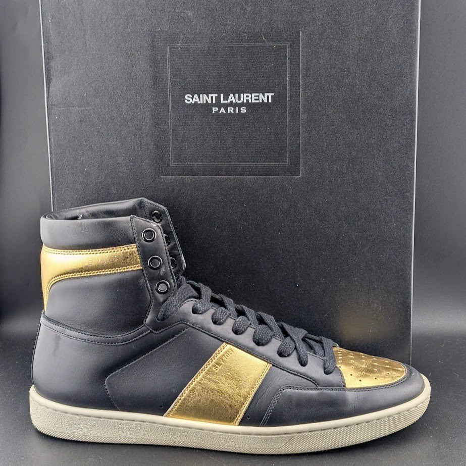 NM Saint Laurent SL/10H Black Gold High Top Sneakers EU 41 Saint Laurent