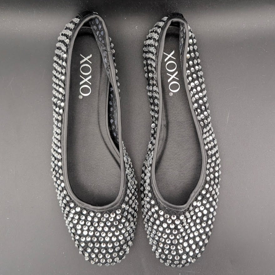 XOXO Size 8 ~ Women's Dobsi Mesh Flats ~ Black w/ Rhinestones NWOB XOXO