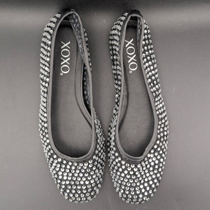 XOXO Size 8 ~ Women's Dobsi Mesh Flats ~ Black w/ Rhinestones NWOB XOXO