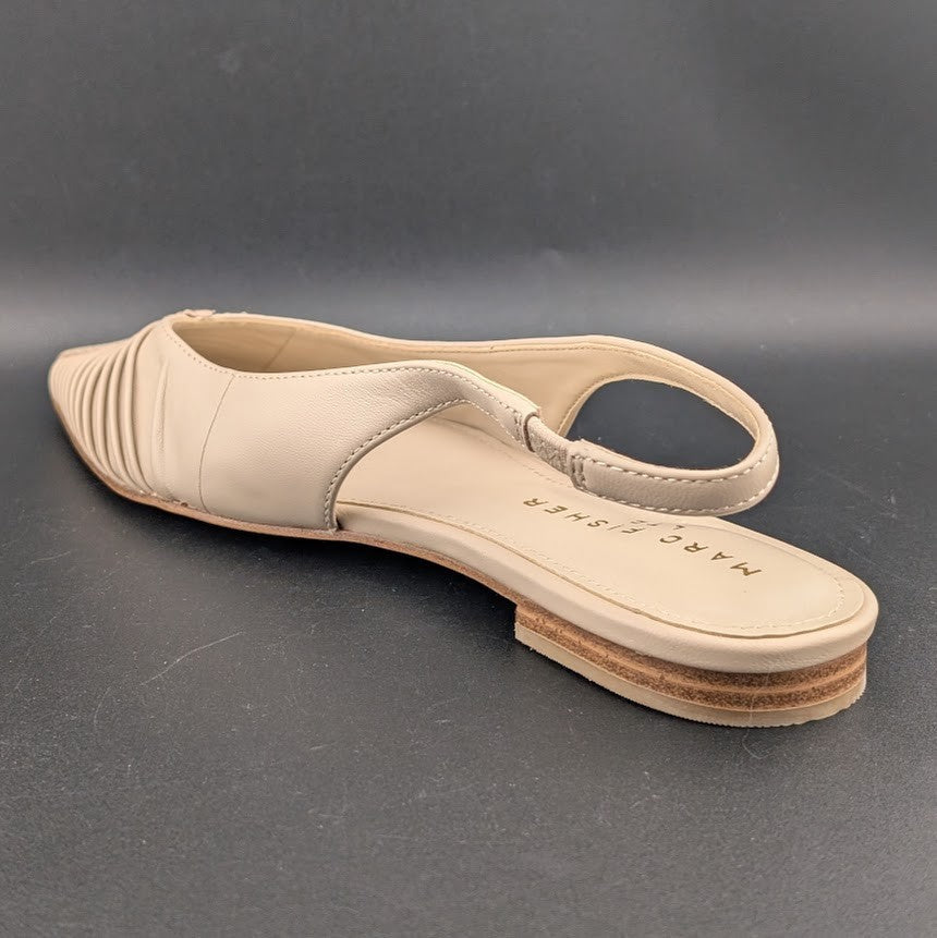 Marc Fisher LTD Women's Size 6.5 Dalatee Ruched Slingback Flats Nude Marc Fisher