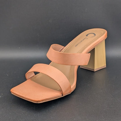 Journee Collection Women's 8.5 Nolla Square Toe 3" Heel Sandal Blush Journee Collection