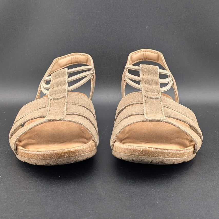 Earth Origins Laney Sandals Womens 7.5 Brown Sedona Sepia Strappy Slingback Flat Earth