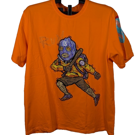 Tolga Kisa Rhinestone Swag Gangster Streetwear T-Shirt Size XXL~Orange Tolga Kisa