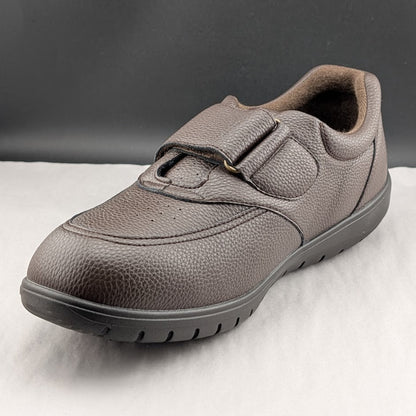 Footsaver by Drew~Poker, Mens Wide Brown Strap Slip-ons Sizes 11W-14W Diabetics Footsaver by Drew