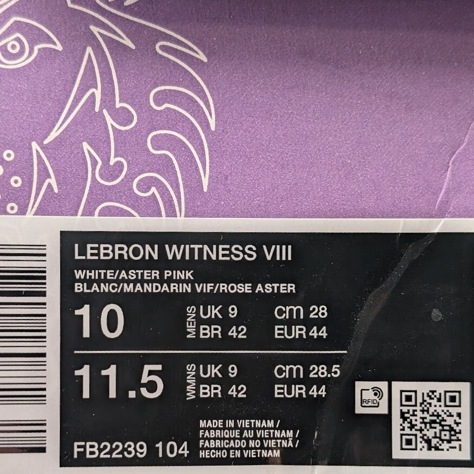 Nike LeBron Witness 8 Shoes Mens Size 8 White/Mandarin/Rose **Runs Small Nike