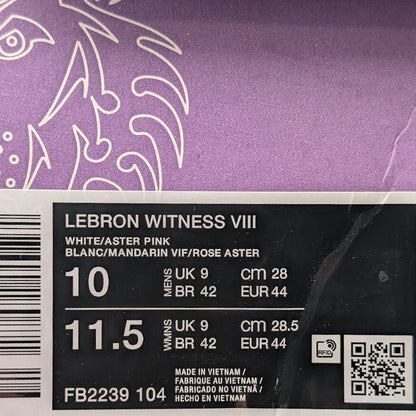 Nike LeBron Witness 8 Shoes Mens Size 8 White/Mandarin/Rose **Runs Small Nike