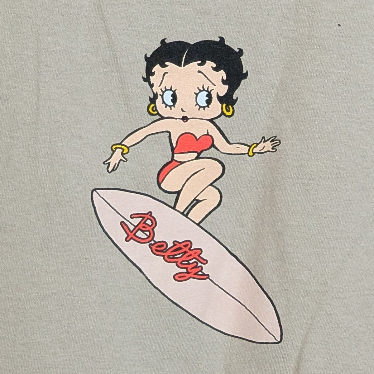 Betty Boop Surfer Size XL 100% Cotton SS T-Shirt Beige w/ Graphic NWOT Unbranded