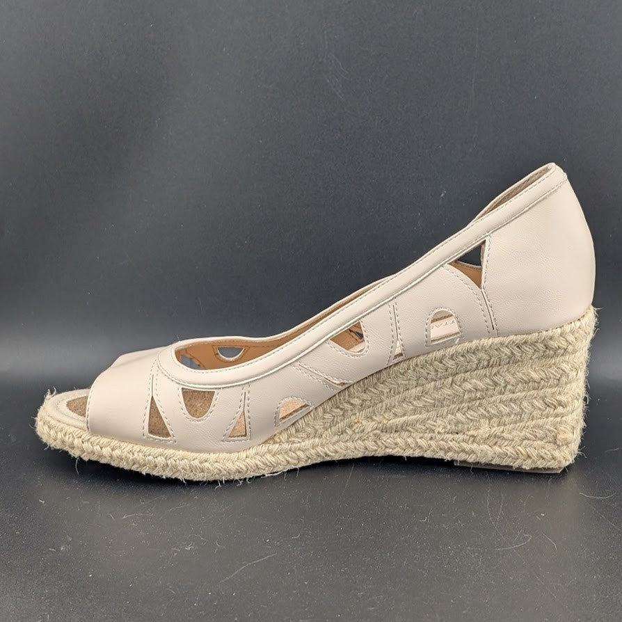 Adrienne Vittadini Espadrille Wedge Pump Size 10 Beige Brea Cut Out Sandal Ecru Adrienne Vittadini
