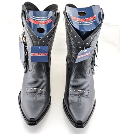 Durango Crush Womens Sz 9.5 Black Leather Tassles Cowboy Western Boots DRD0432 Durango
