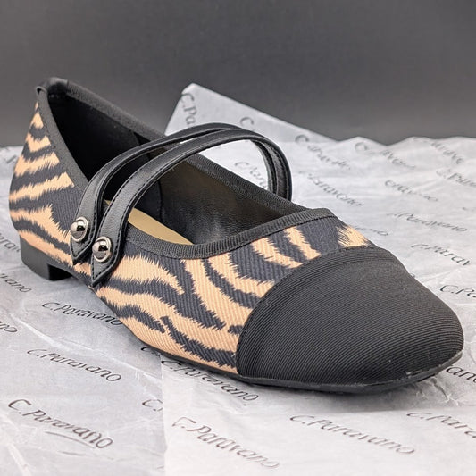 C.Paravano Women's Sz 5.5 (EU 36) Mary Jane Ballet Flat Shoes Square Toe Soft C. Paravano