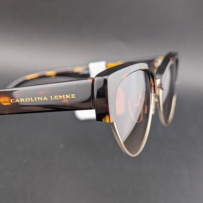 Carolina Lemke CL9035-02 Women's Cat Eye Tortoise Half Rim Tinted UV400 145mm Carolina Lemke