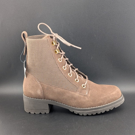 Cole Haan Women's 6.5W Camea Combat Boot Waterproof Dark Chocolate Brown Suede Cole Haan