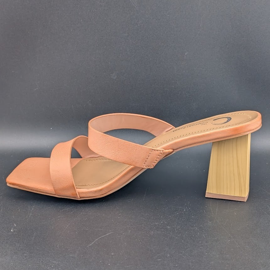 Journee Collection Women's 8.5 Nolla Square Toe 3" Heel Sandal Blush Journee Collection