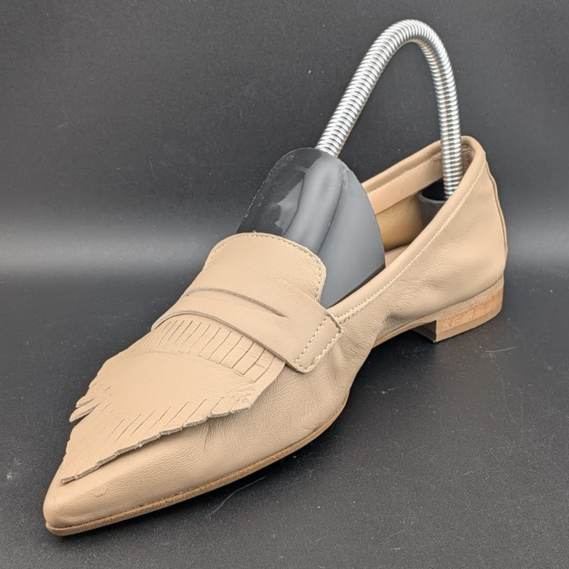 nila & nila Leather Penny Kilt Flat Loafers Nude ~ Size US 5-5.5 EU 36 Nila&Nila