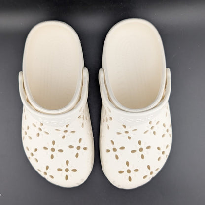 Crocs Big Kids 3Y / Women's 5 Chalk Classic Floral Cut Clogs NWT Crocs