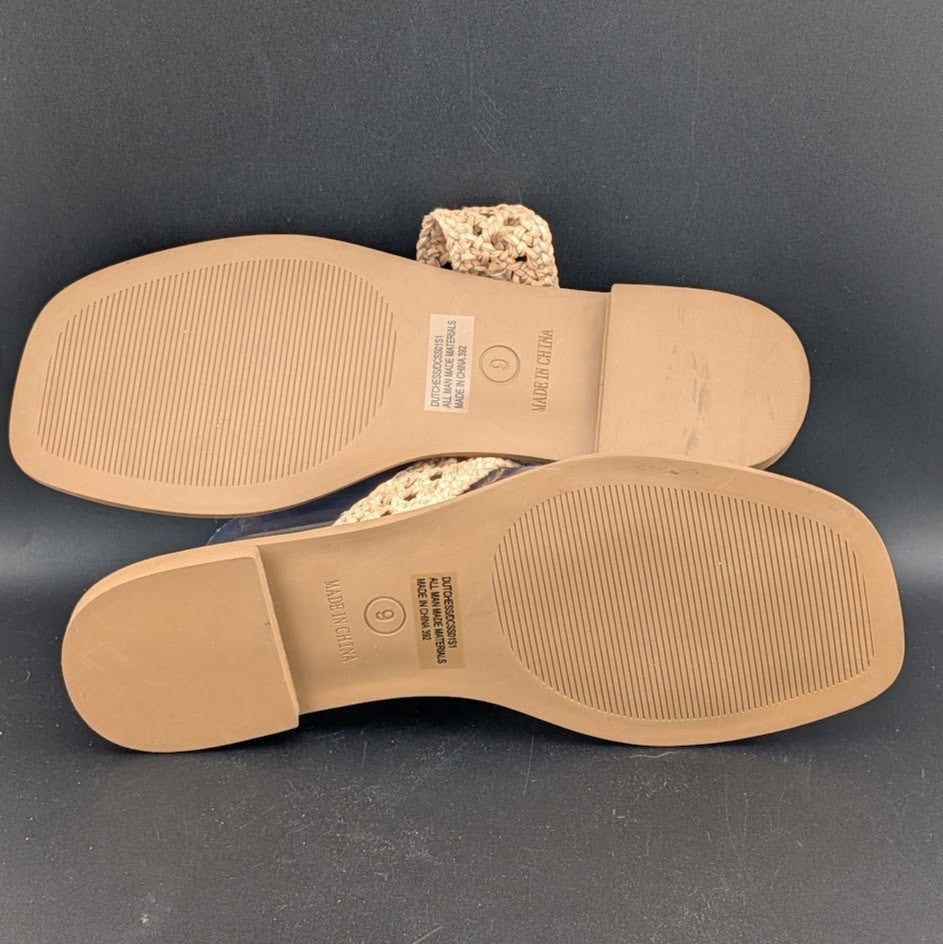 Steve Madden Wo's Size 9  Dutchess Woven Slide Sandals, Natural Steve Madden