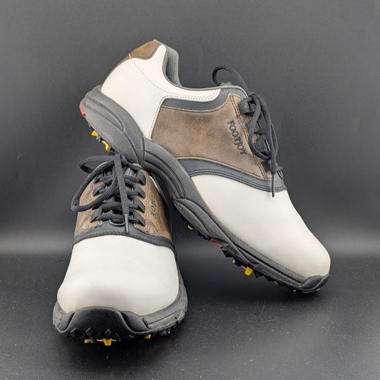 FootJoy GreenJoys Mens Size 8.5 White Brown Leather Oxford Golfing New Cleats FootJoy